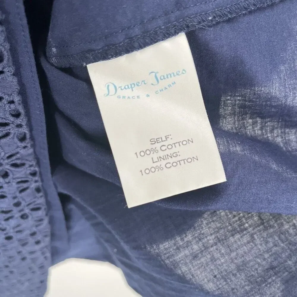 Draper James blue eyelet‎ shirt dress with belt 14